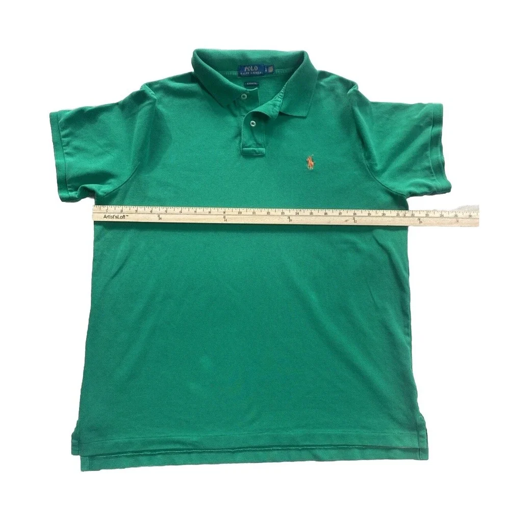 POLO RALPH LAUREN Classic Fit Polo Shirt Green Orange Polo Size Large